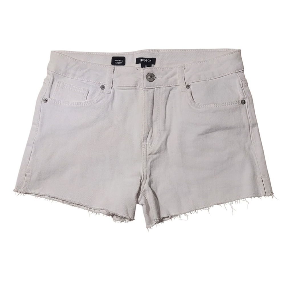 Hudson Girls White Raw Hem Jean Shorts Size 16‎